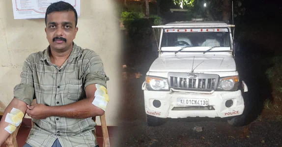 വാഹന പരിശോധനയ്ക്കിടെ നിർത്തിയില്ല; പിന്തുടർന്ന പൊലീസ് ജീപ്പിനെ ഇടിച്ചു കുഴിയിലിട്ടു, കാറിനായി അന്വേഷണം