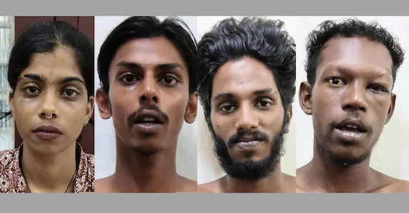 വീട്ടിലേക്ക് സ്ഫോടകവസ്തു എറിഞ്ഞു; സ്ത്രീയുടെ തലയ്ക്ക് ബിയർ കുപ്പി കൊണ്ടിടിച്ചു, യുവതിയടക്കം നാലുപേർ പിടിയിൽ