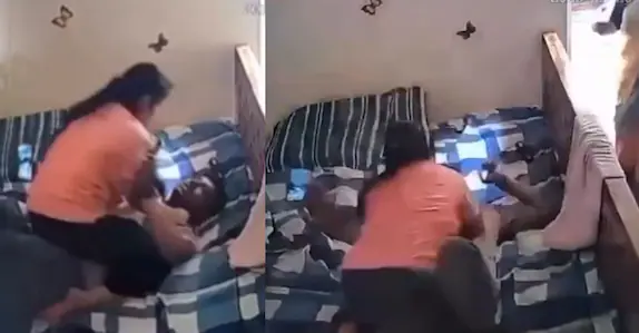 ഭർത്താവിനെ കിടക്കയിലേക്ക് വലിച്ചിട്ട് ക്രൂരമായി മർദിച്ച് ഭാര്യ