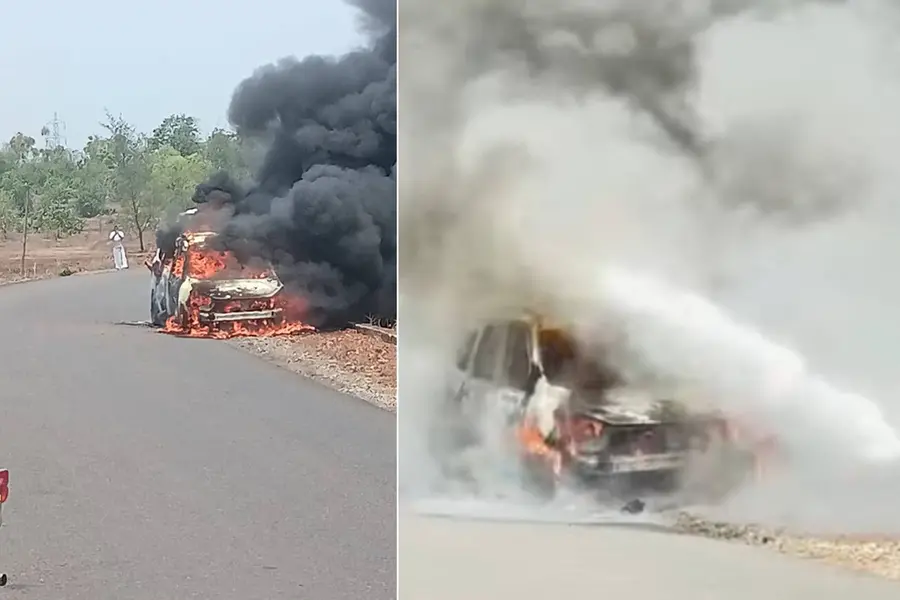 ഓടിക്കൊണ്ടിരിക്കെ കാറിന് തീപിടിച്ചു; കാറിലുണ്ടായിരുന്നവർ രക്ഷപ്പെട്ടു