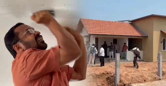 ‘വിള്ളലല്ല, വെള്ളം കിനിഞ്ഞ പാട്’; വയനാട് ടൗൺഷിപ്പിലെ വീട് സന്ദർശിച്ച് മന്ത്രി കെ.രാജൻ